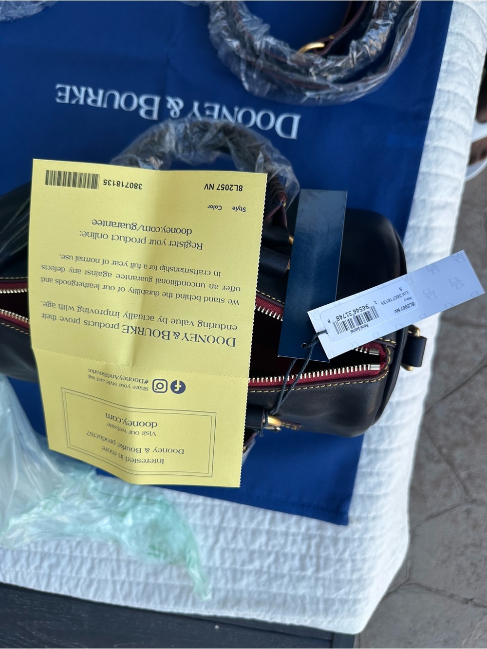 Dooney & Bourke Navy Florentine Satchel with Gold Hardware and Navy Tassel - Picture 7 of 13